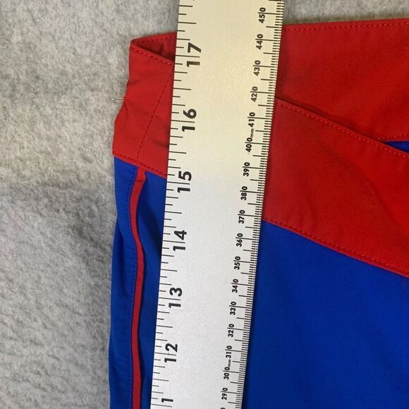 Rhone Men's Size 34 Blue Red Color block Board Shorts Swim Trunk Buttoned - Picture 4 of 12